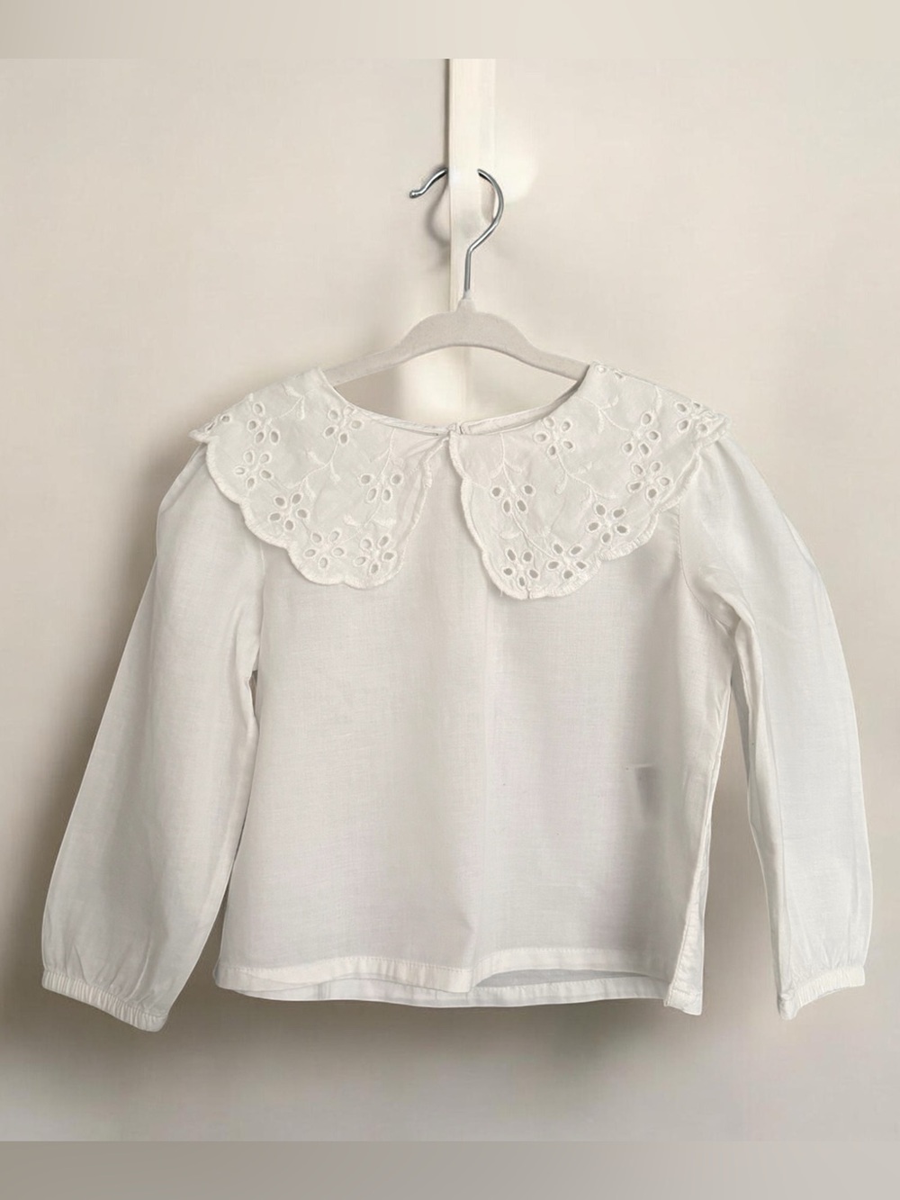 H&M White Eyelet Collar Long-Sleeve Top for Kids